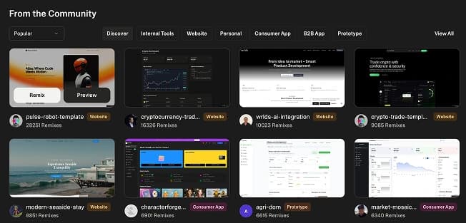Lovable showcase community demonstrating collaborative vibe coding