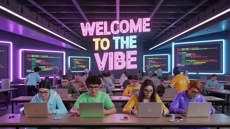 Vibe coding concept showing AI assisted programming