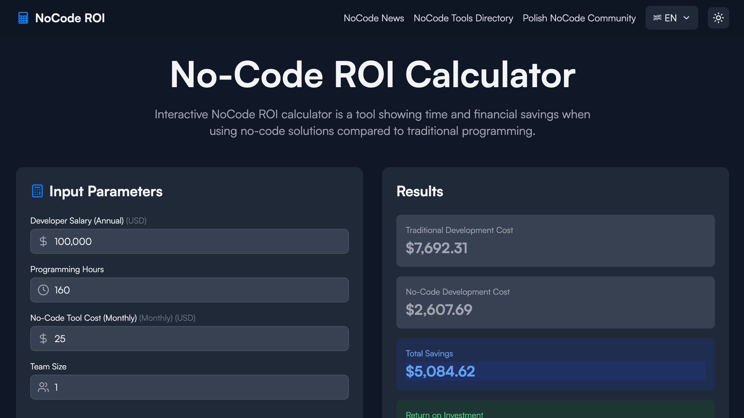 NoCode ROI