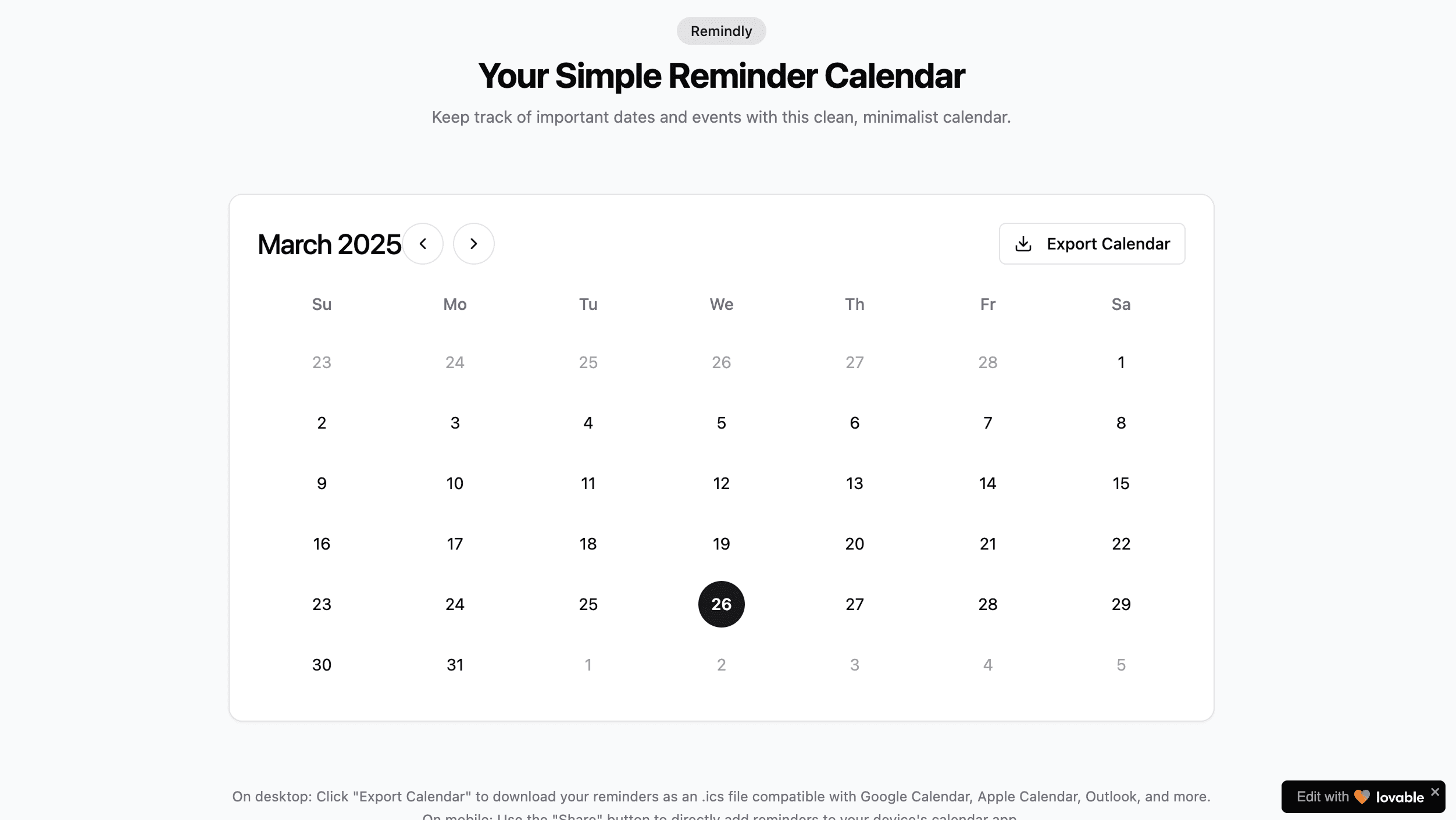 Remindr Monthly Magic